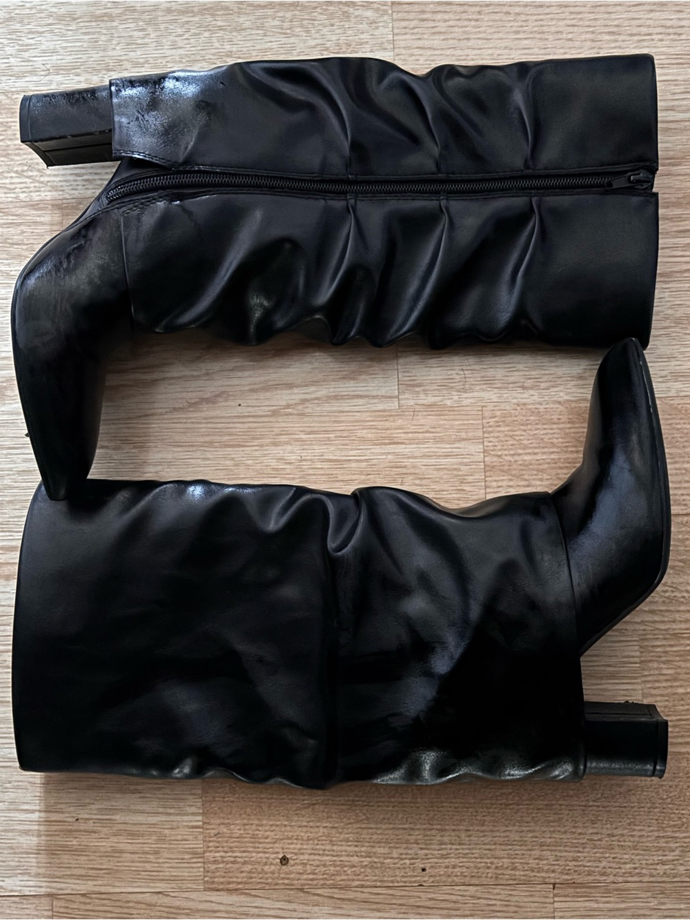 Unisa Black Slouchy Mid-Calf Block Heel Boots